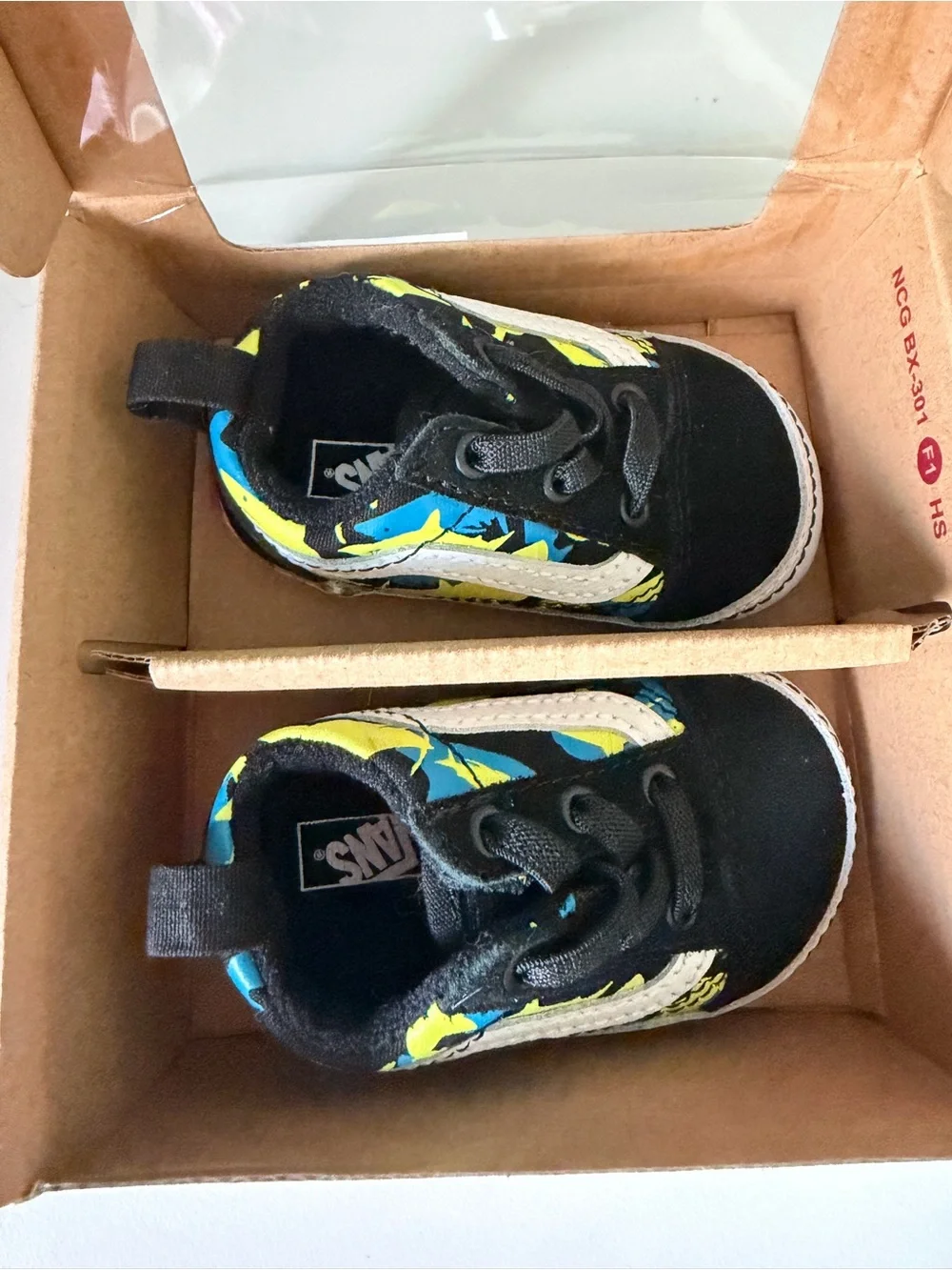 Vans Old Skool Crib Black with Neon Yellow Accent Toddler Sneakers